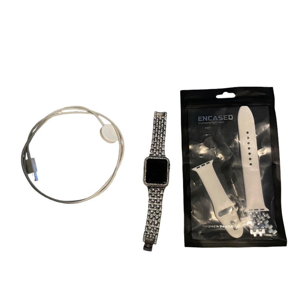 Silver Smartwatch with Band and Charger
